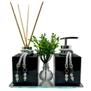 Kit Frascos de Vidro White Luxo Para Lavabo - Aromatizador de Ambiente/Saboneteira/Bandeja/Varetas