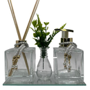 Kit Frascos de Vidro White Luxo Para Lavabo - Aromatizador de Ambiente/Saboneteira/Bandeja/Varetas