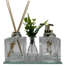 Kit Frascos de Vidro White Luxo Para Lavabo - Aromatizador de Ambiente/Saboneteira/Bandeja/Varetas
