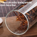 Kit 12/6 Potes de Vidro 200ml com Tampa Bambu Hermética - Porta Mantimentos Pequeno para Especiarias e Grãos