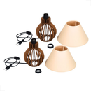 Kit 2 Abajur Clássico Cabeceira Criado Mudo Quarto Madeira Marrom