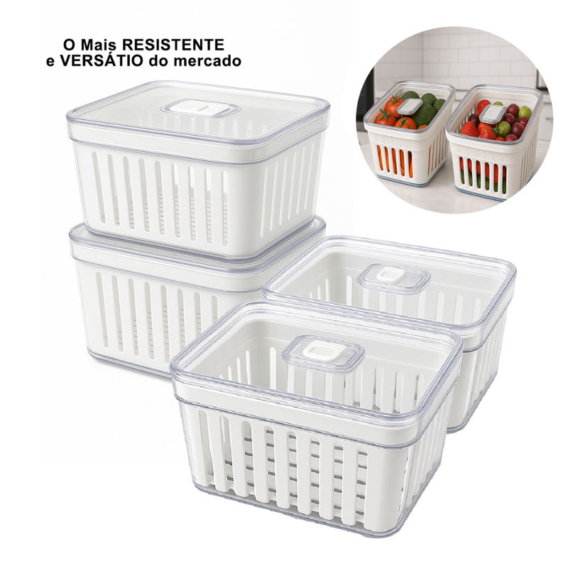 Organizador de Geladeira 3,8 Litros Cesto Com Tampa Multiuso Alimento Verdura e Vegetal
