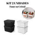Organizador de Geladeira 3,8 Litros Cesto Com Tampa Multiuso Alimento Verdura e Vegetal