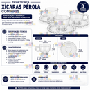 Jogo de Xícaras COM PIRES 6 Peças 220ML Perola Cafe Cha 3 XÍCARAS + 3 PIRES